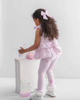 Girls Caramelo Gingham Flower Top and Leggings Set 102282 Pink