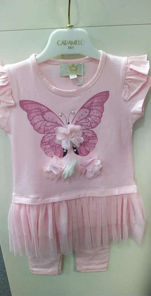 Girls Caramelo Butterfly Top and Leggings Set 011442 Pink