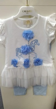 Girls Caramelo Carousel Top and Leggings Set 011446 Blue