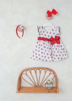 Girls Cuka Red, White and Navy Dress 80102
