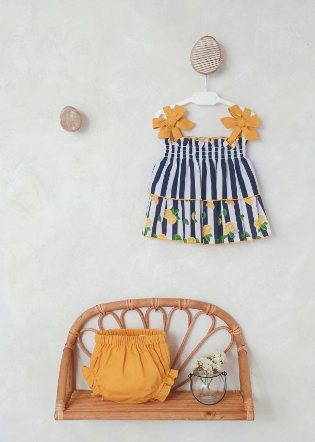 Girls Basmarti Navy, White and Lemon Set 22003