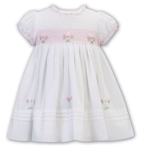              Girls Sarah Louise Dress 012608 White and Pink - PRE ORDER