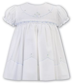              Girls Sarah Louise Dress 012592 White and Blue