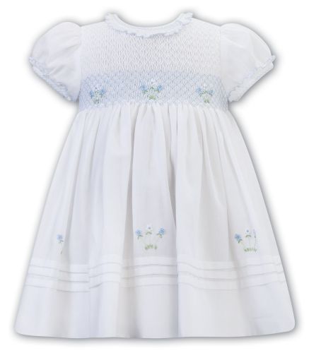              Girls Sarah Louise Dress 012608 White and Blue