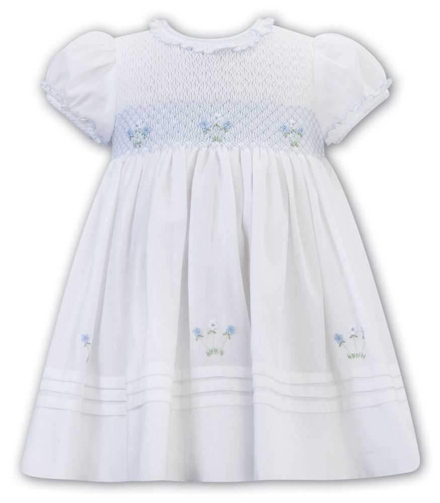Girls Sarah Louise Dress 012608 White and Blue