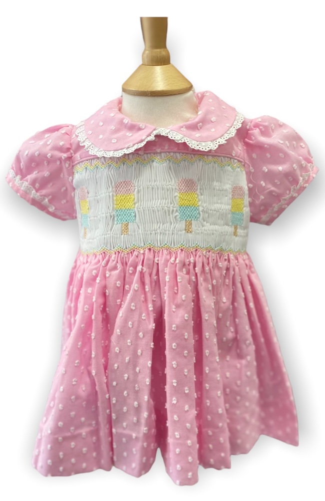              Girls Naxos Smocked Dress 6934 Pink