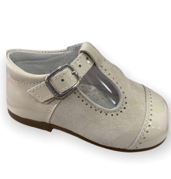Boys Andanines Beige Patent and Suede Shoes