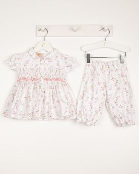 Girls Caramelo Hand Smocked Pyjamas 258110 Floral