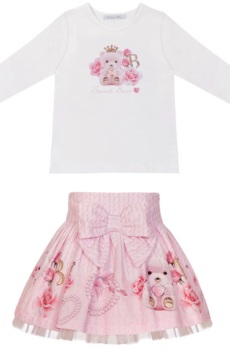 Girls Balloon Chic Pink Top and Skirt Set 507 772