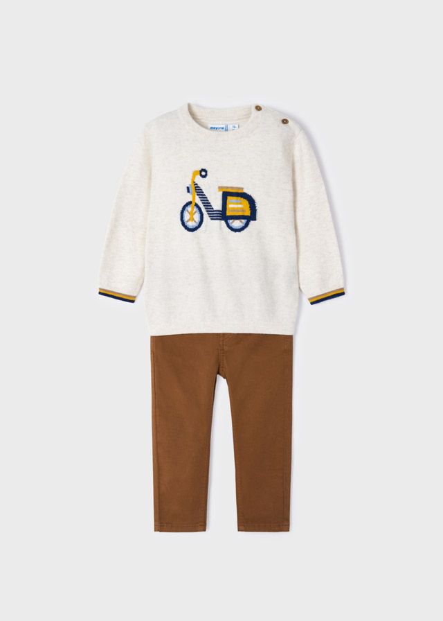 Boys Mayoral Jumper and Trouser Set 2538 Coffee 25