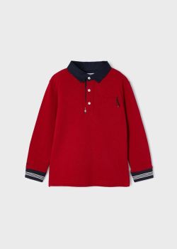  NEW FOR AW22/23 Boys Mayoral Long Sleeve Polo Shirt 4175 Red