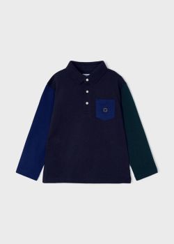  NEW FOR AW22/23 Boys Mayoral Long Sleeve Polo Shirt 4182 Navy 75