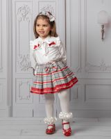 Girls Caramelo Check Blouse and Skirt Set 032294