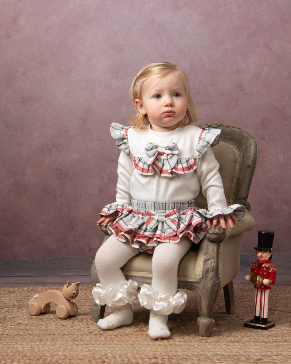 Girls Caramelo Check Jam Pants Set 031597 Red