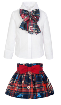 Girls Balloon Chic Tartan Top and Skirt Set 460 779