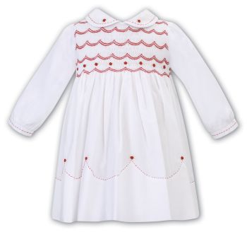               Girls Sarah Louise Dress 012781 White and Red - PRE ORDER