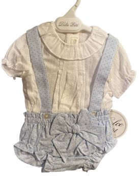 CLEARANCE PRICE Girls Dolce Petit Blue and White Set 2052
