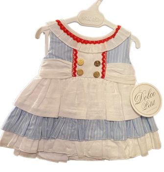 CLEARANCE PRICE Girls Dolce Petit Blue, White and Red Dress 2162 Age 3 Months