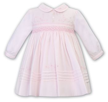 Girls Sarah Louise Dress 012757 Pink and White