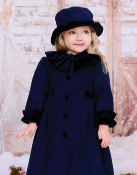 Girls Sarah Louise Coat and Hat 012871 Navy