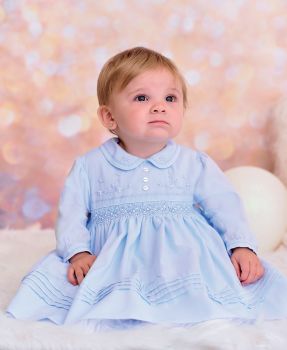 Girls Sarah Louise Dress 012757 Blue and White