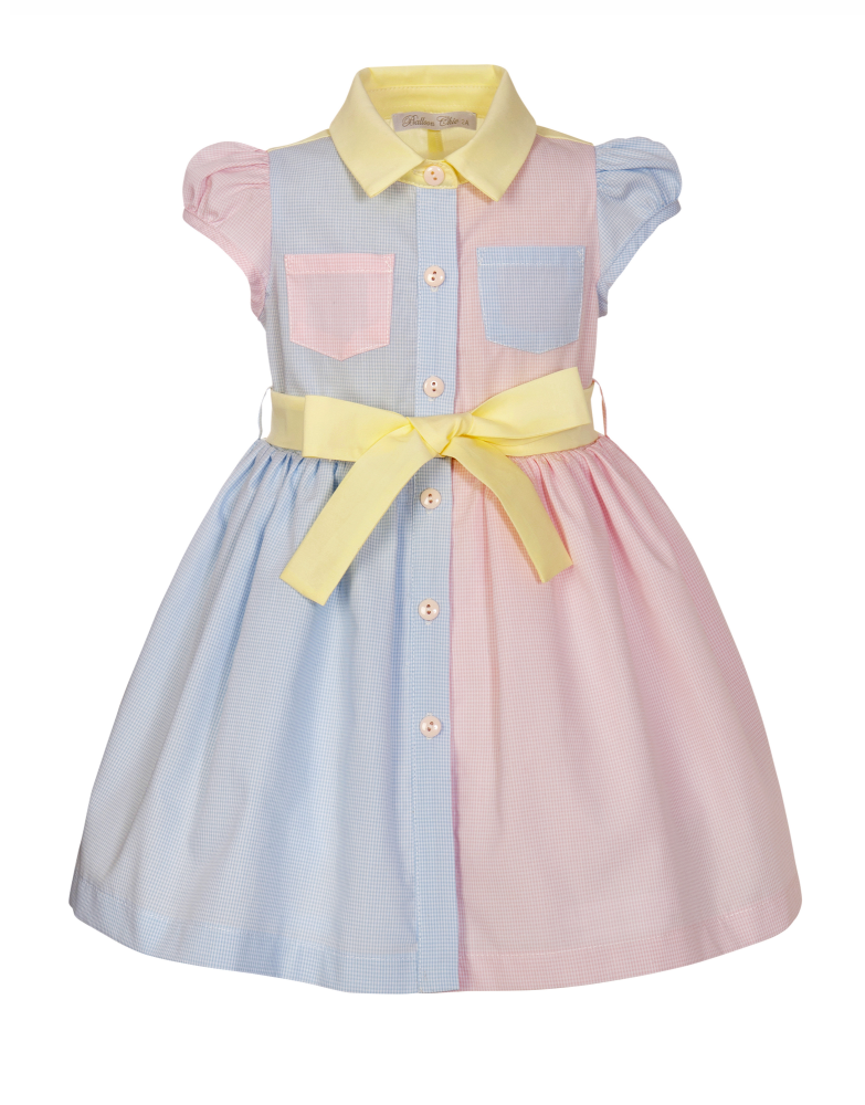 PRE ORDER SS23 Girls Balloon Chic Blue, Lemon and Pink Dress 233