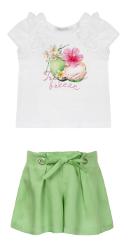 SS23 Girls Balloon Chic Green Tropical Breeze Top and Shorts Set 529 332