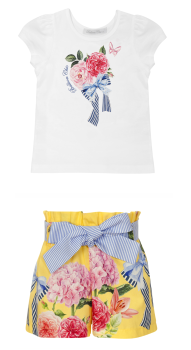 SS23 Girls Balloon Chic Lemon Floral Top and Shorts Set 514 324