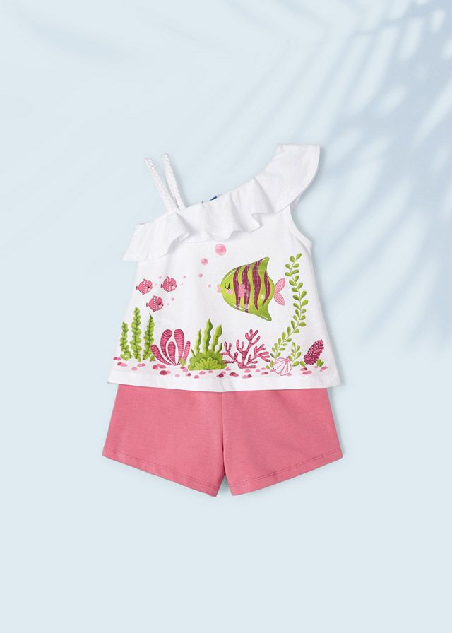 SS23 Girls Mayoral Top and Shorts Set 3218 Peony 97