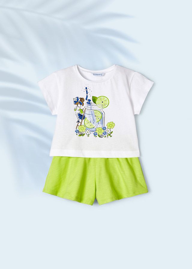 SS23 Girls Mayoral T Shirt and Shorts Set 3213 Lime - PRE ORDER
