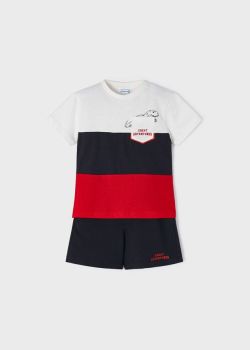 SS23 Boys Mayoral T Shirt and Shorts Set 3672 Red