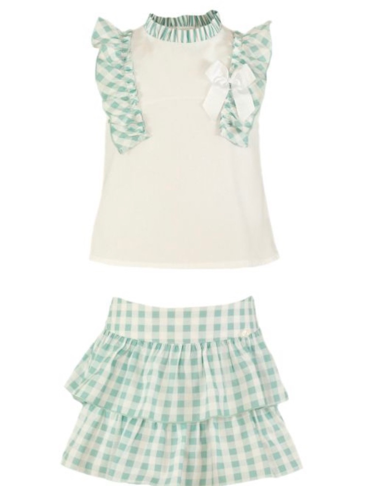 PRE ORDER SS23 Girls Miranda Lime and Cream Skirt Set 265