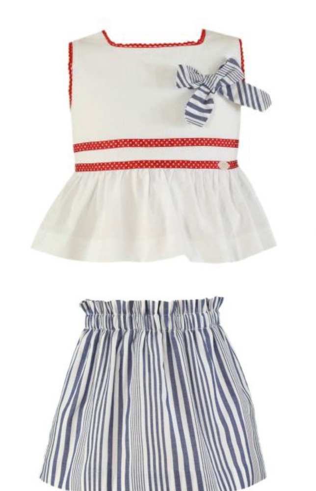 PRE ORDER SS23 Girls Miranda Navy, Red and White Skirt Set 247
