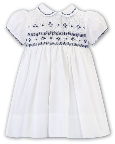SS23 Girls Sarah Louise Dress and Pants 012883 White and Navy - PRE ORDER