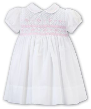 SS23 Girls Sarah Louise Dress 012883 White and Pink