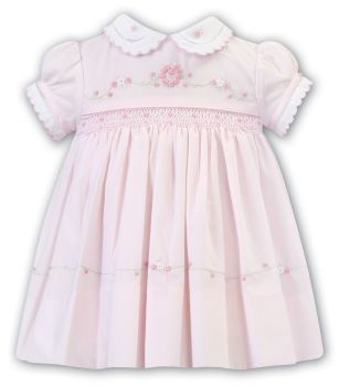 SS23 Girls Sarah Louise Dress 012885 Pink and White
