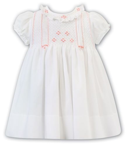 SS23 Girls Sarah Louise Dress 012906 Ivory and Peach - PRE ORDER