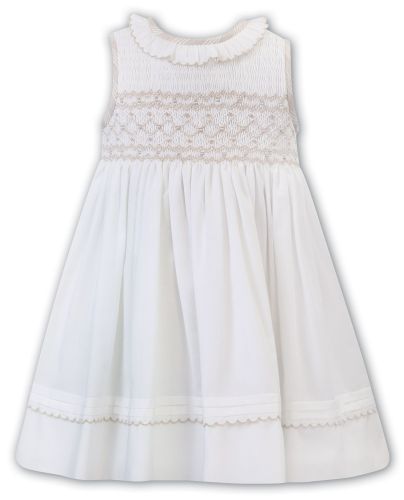 SS23 Girls Sarah Louise Dress 012931 Ivory and Beige - PRE ORDER