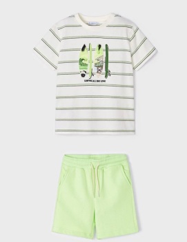 SS23 Boys Mayoral T Shirt and Shorts Set 3017 611 Celery