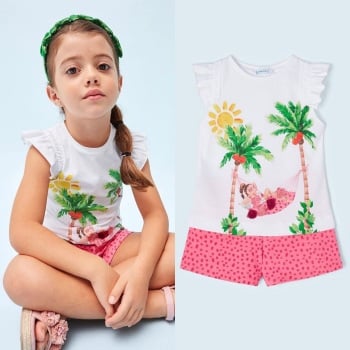 SS23 Girls Mayoral Top and Shorts Set 3215 Peony 90