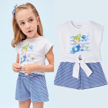 SS23 Girls Mayoral Top and Shorts Set 3216 Blue