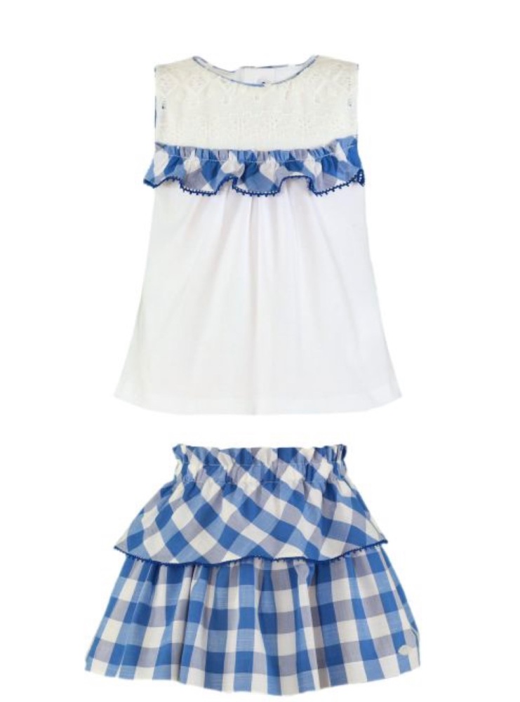 PRE ORDER SS23 Girls Miranda Blue and White Skirt Set 238