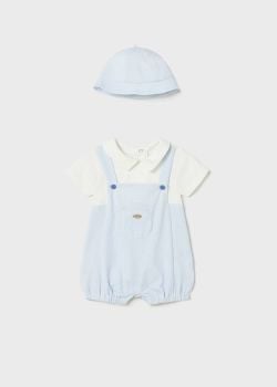 SS23 Boys Mayoral Romper and Hat 1614 Sky