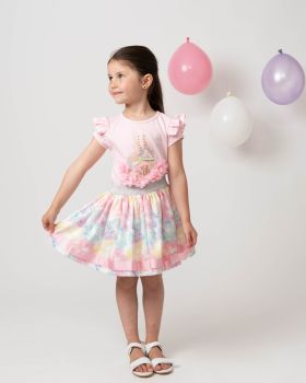 Girls Caramelo Carousel Skirt Set 012289 Pink