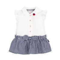 SS23 Girls Tutto Piccolo Navy and White Dress 5488