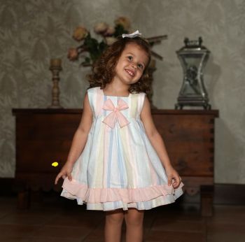 Girls Lor Miral Pink, Blue and Camel Dress 31408