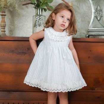Girls Lor Miral Blue and White Dress 31414