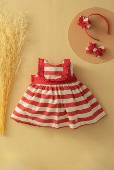 Girls Basmarti Red and White Dress 23701