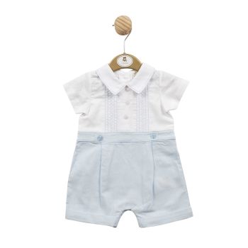 Boys Mintini White and Blue Romper MB5249