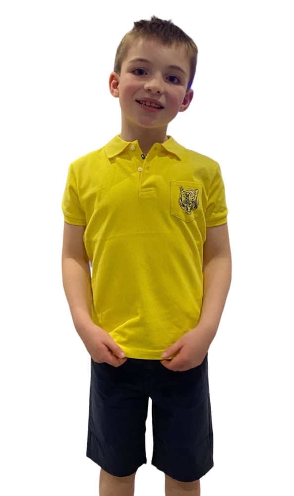 SS23 Boys Mayoral Polo Shirt and Shorts Set 3154 204 Pineapple and Navy